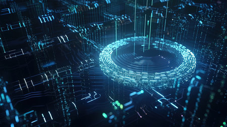 3D rendering of digital technology abstract background. Futuristic user interface.の素材