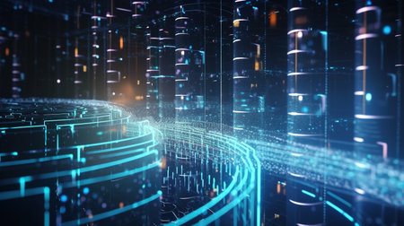 3d rendering of abstract digital technology concept. Futuristic cyberspace backgroundの素材