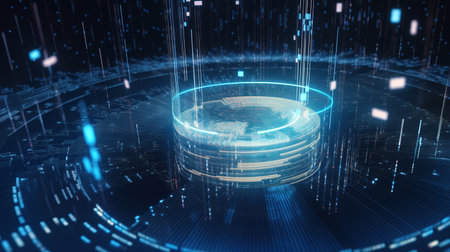 Futuristic technology background with binary code. 3D Renderingの素材