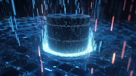 Abstract 3d rendering of data processing. Futuristic technology style.の素材