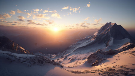 Fantasy alien planet. Mountain and lake. 3D illustration.の素材