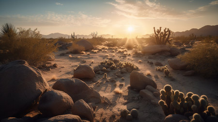 Sunset in Joshua Tree National Park, California, United States.の素材