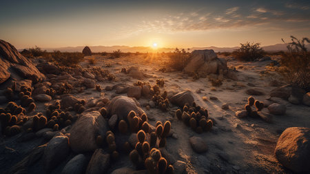 Sunset in Joshua Tree National Park, California, United States.の素材