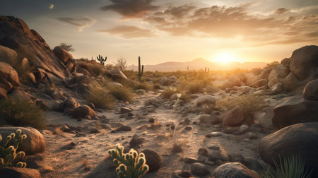Sunset in Joshua Tree National Park, California, United States.の素材