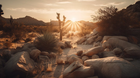 Sunset in Joshua Tree National Park, California, United States.の素材