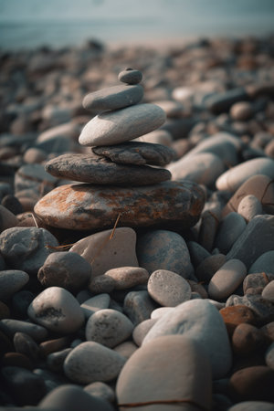 Pile of pebble stones on the beach. Zen conceptの素材