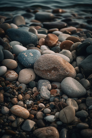 pebble stones on the beach - retro, vintage style lookの素材