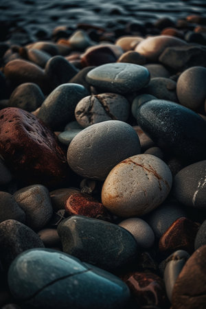 Colorful pebble stones on the shore of the Baltic Seaの素材