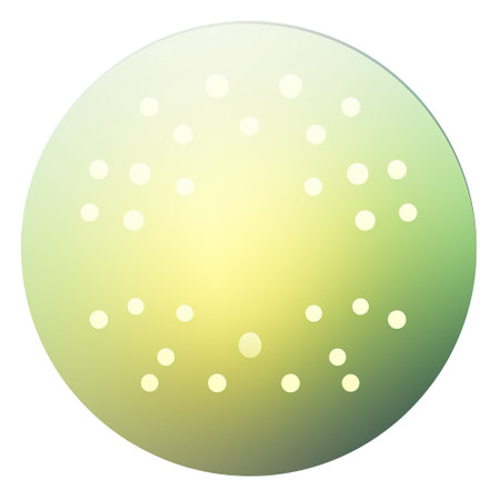 Round icon with white polka dots on a green background. Vector illustrationの素材