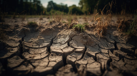 Dry cracked earth. Global warming, climate change, global warmingの素材