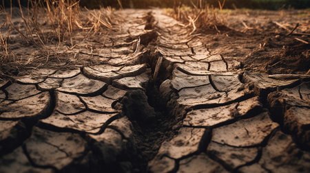 Dry cracked earth background, Global warming and climate change concept.の素材