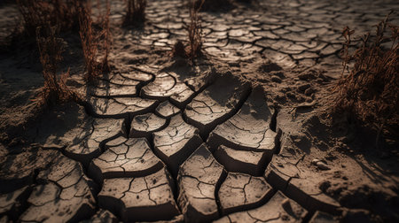 Dry cracked earth. Global warming, climate change and global warming conceptの素材