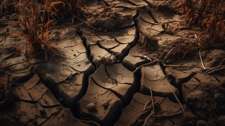 Dry cracked earth background. Global warming and climate change concept.の素材