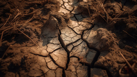 Dry cracked earth. Global warming, climate change and drought concept.の素材