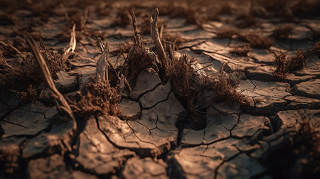 Dry cracked earth. Global warming, climate change and global warming conceptの素材