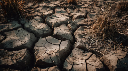 Dry cracked earth. Global warming, climate change and global warming conceptの素材