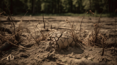 Dry grass on the ground in the forest. Toned.の素材