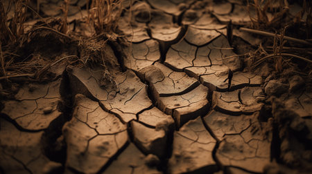 Dry and cracked earth background. Global warming and climate change concept.の素材