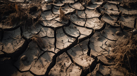 Dry cracked earth background. Global warming, climate change concept.の素材