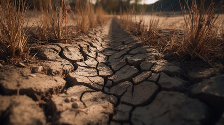 Dry cracked earth background, Global warming and climate change concept.の素材