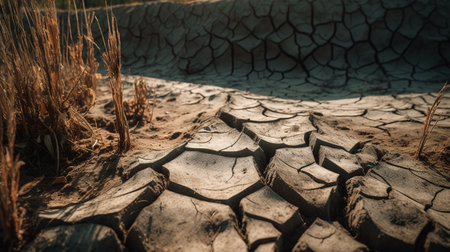 Dry cracked earth background. Global warming and climate change concept.の素材