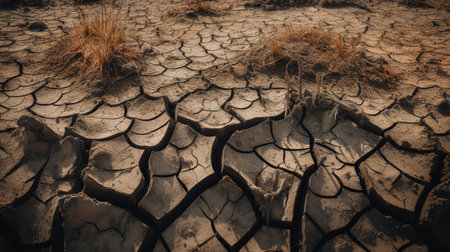 Dry cracked earth background. Global warming and climate change concept.の素材