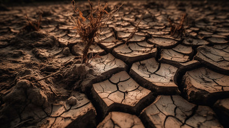 Dry cracked earth. Global warming, climate change and global warming conceptの素材