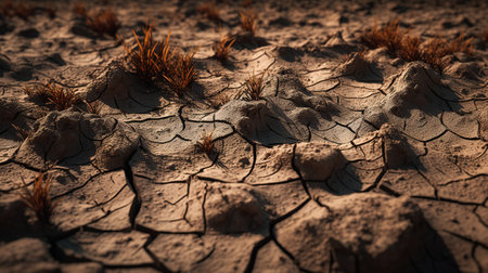Dry and cracked earth background. Global warming concept. Global warming.の素材