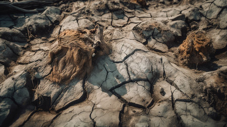 Dry cracked earth background. Global warming, climate change concept.の素材