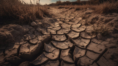 Dry cracked earth on the dry season. Global warming concept.の素材