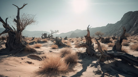 Dead trees in the middle of the Namib Desert, Namibiaの素材