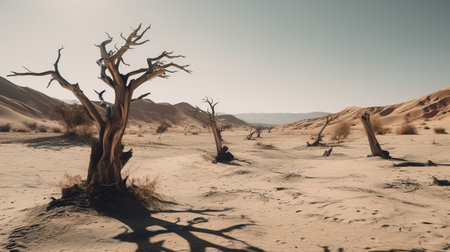 Dead trees in the middle of the Namib Desert, Namibiaの素材