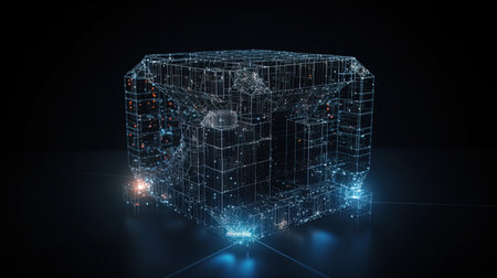 Abstract 3D rendering of cube. Futuristic technology style. Elegant background for business presentations.の素材