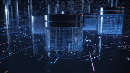 3D rendering of a hologram of a jar with a lidの素材