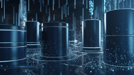 3D rendering of abstract server room data center in cyberspaceの素材