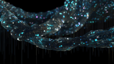 3d illustration of abstract technology digital hi tech hologram over black backgroundの素材