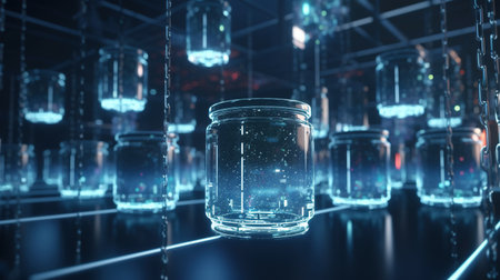 Laboratory glassware. 3d rendering toned image double exposureの素材