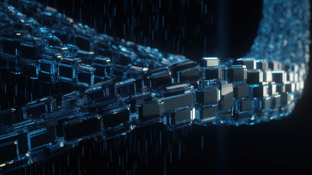 3D rendering of abstract digital technology concept. Network connection structure.の素材