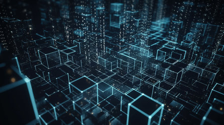 Abstract 3d rendering of digital technology background. Network connection structure.の素材