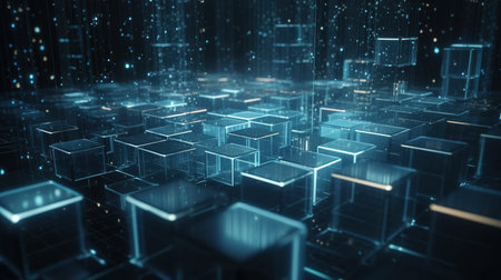 3D rendering of abstract digital technology concept. Futuristic background.の素材