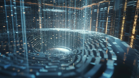 3D rendering of abstract technology digital hi tech concept. Futuristic backgroundの素材