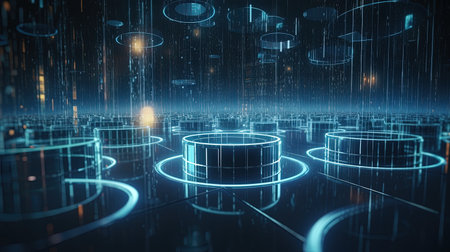 Futuristic user interface. Technology concept. 3D Renderingの素材