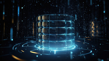 Futuristic data center on abstract background 3D rendering toned imageの素材