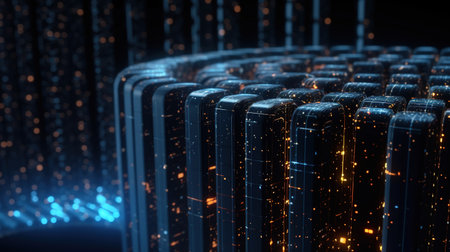 3d rendering of abstract technology concept. Digital data transfer and storageの素材