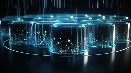 3d rendering of test tubes on black background. 3d illustrationの素材