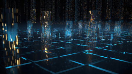 3D illustration of abstract digital technology background. Big data concept.の素材