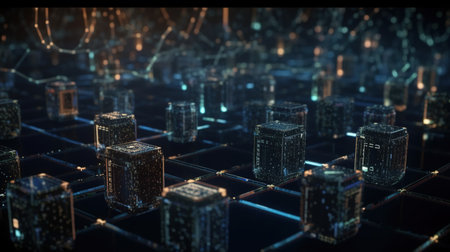 3D render of a city in the form of a hologramの素材