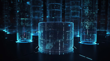 3D rendering of abstract futuristic digital technology background. High tech conceptの素材