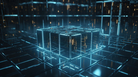 3D rendering of abstract digital technology concept, circuit board with binary codeの素材