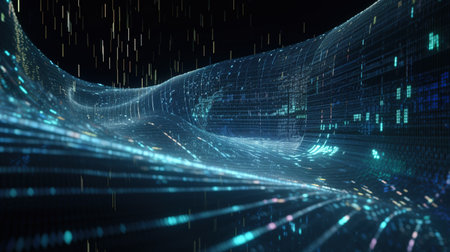 Abstract digital data flow. Futuristic technology style. 3d renderingの素材